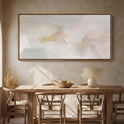 Framed Canvas Wall Art - Minimal Abstract Neutral Color Block Composition - 16"x24", 24"x36"