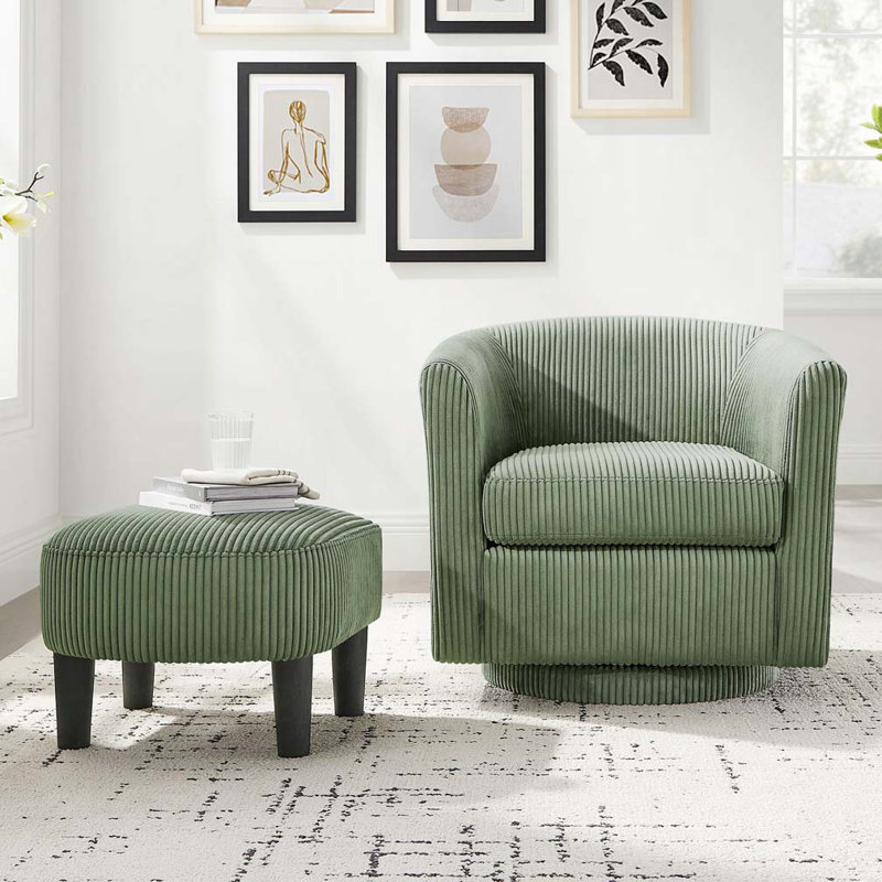 Chaise rembourrée avec repose-pieds, Tissu jaune
