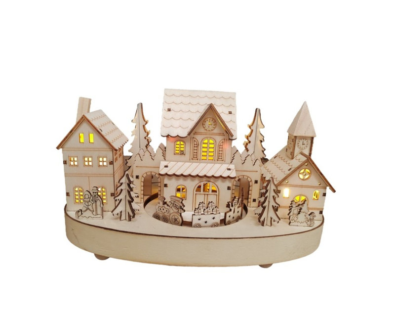Light Up Wooden Christmas Scene
