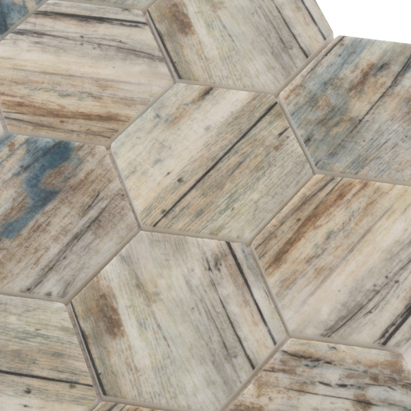 Carreau de mosaïque en verre 2,8 po x 2,8 po, Bois bleu