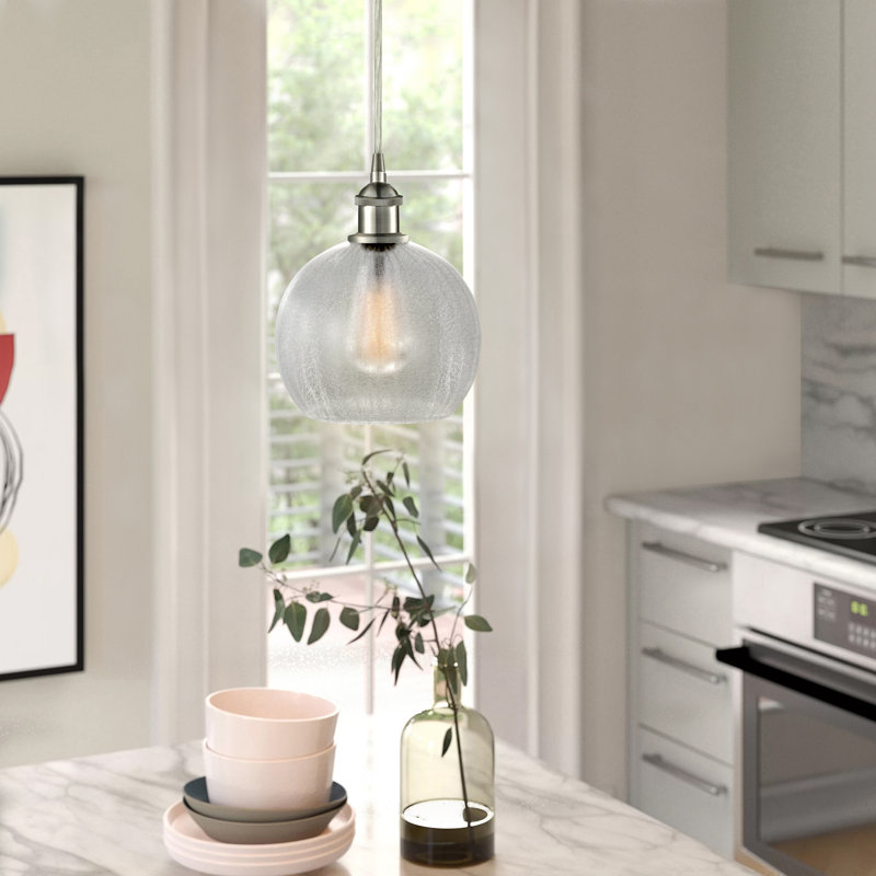 Baptista 1 - Light Single Pendant, Clear Crackle, Satin Gold