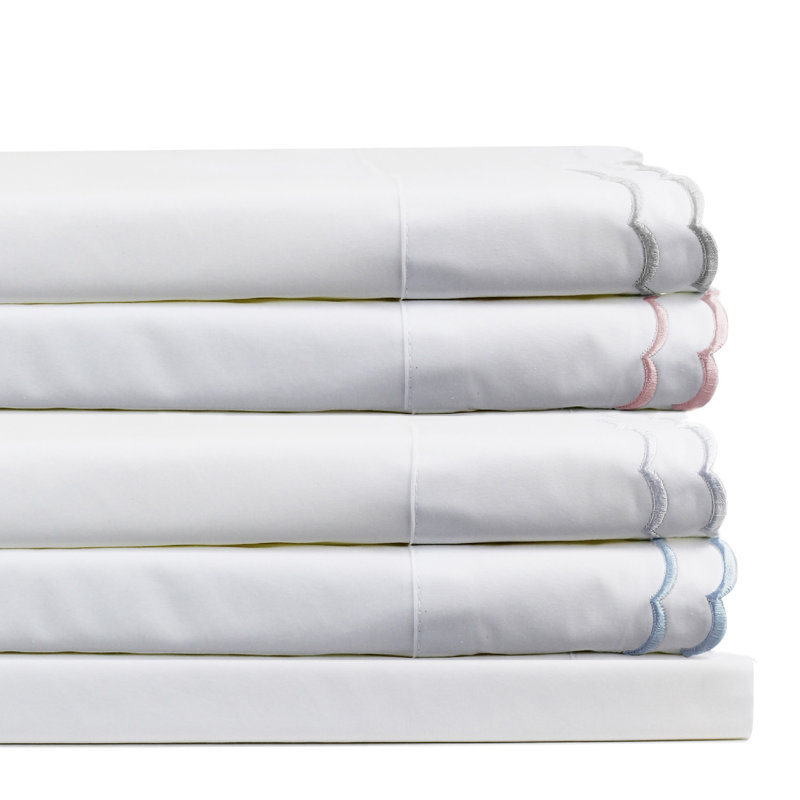 Bara 300 Thread Count 100% Cotton Sheet Set, Twin Sheet Set + Fitted Sheet + 1 Pillowcase, Rose/White