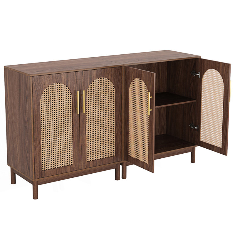 Ensemble de 2 buffets en rotin, armoire d'appoint