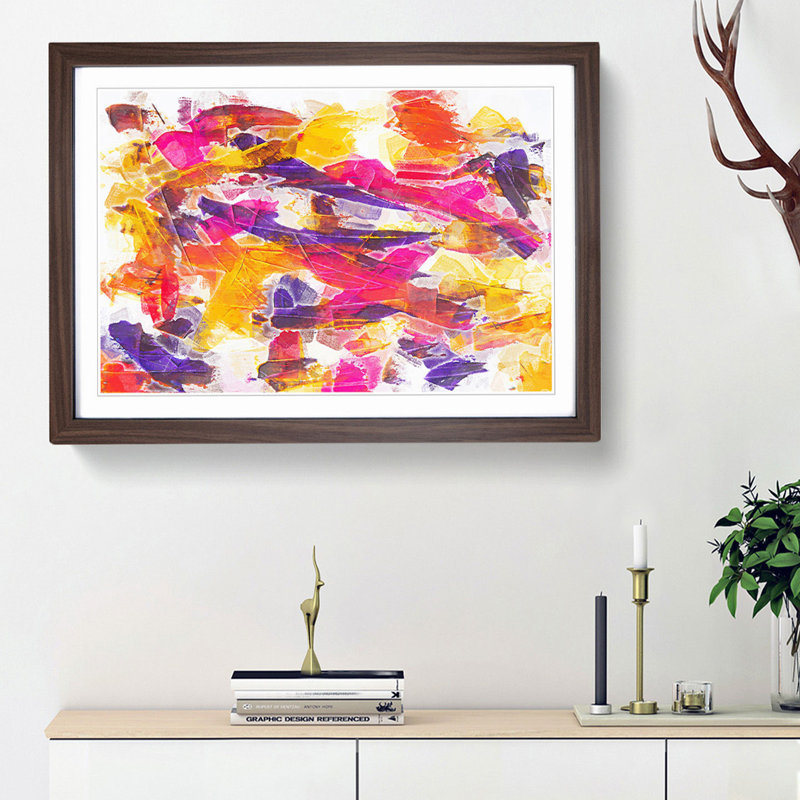 Ending Love in Abstract - Picture Frame Painting Print, 36cm H x 48cm W x 2cm D, Walnut Framed