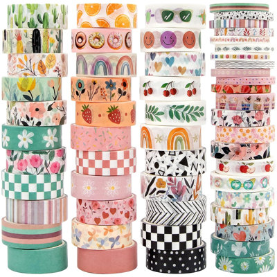 55 Rolls Holiday Bohemian Washi Tape Set, Seasonal Colored Decorative Tape for Journaling & Scrapbooking Crafts