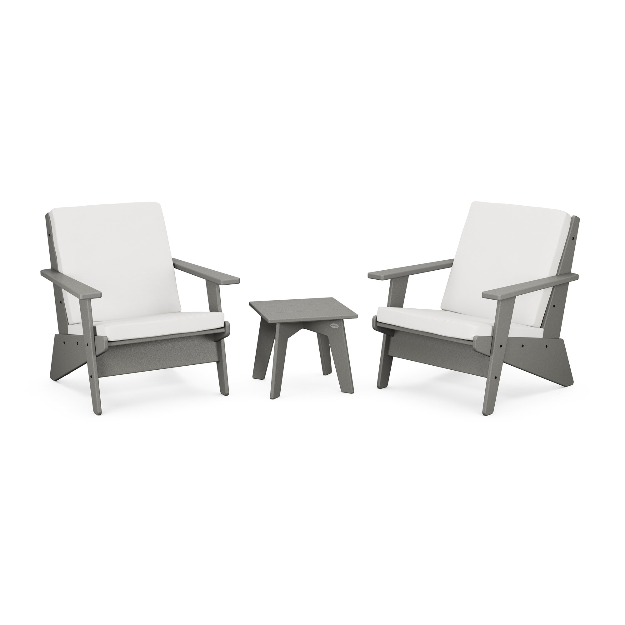 Riviera Modern Lounge 3-Piece Set, Natural Linen, Slate Gray