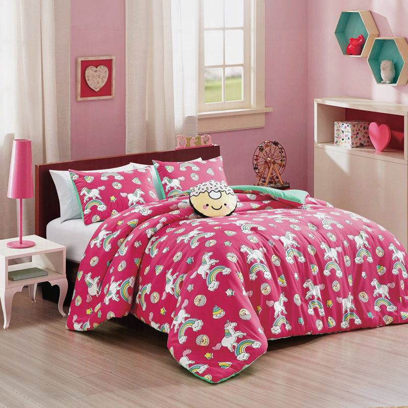 Ensemble d'édredon en microfibre 4 pièces Rainbow Fantasy, Édredon double et 3 pièces supplémentaires incl