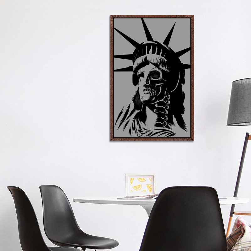 Statue Skull by Alberto Perez - Print on Canvas, Classic Brown Wood Framed, 101.6cm H x 66.04cm W x 3.81cm D