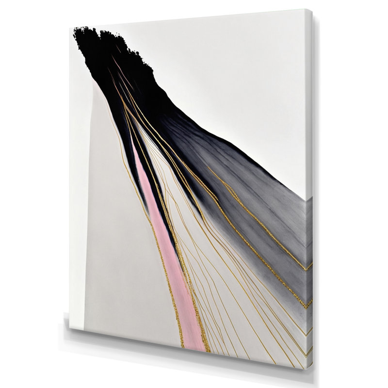 «Minimalisme rose et doré», reproduction sur toile, H 32 po x l 24 po x P 1 po, Toile tendue
