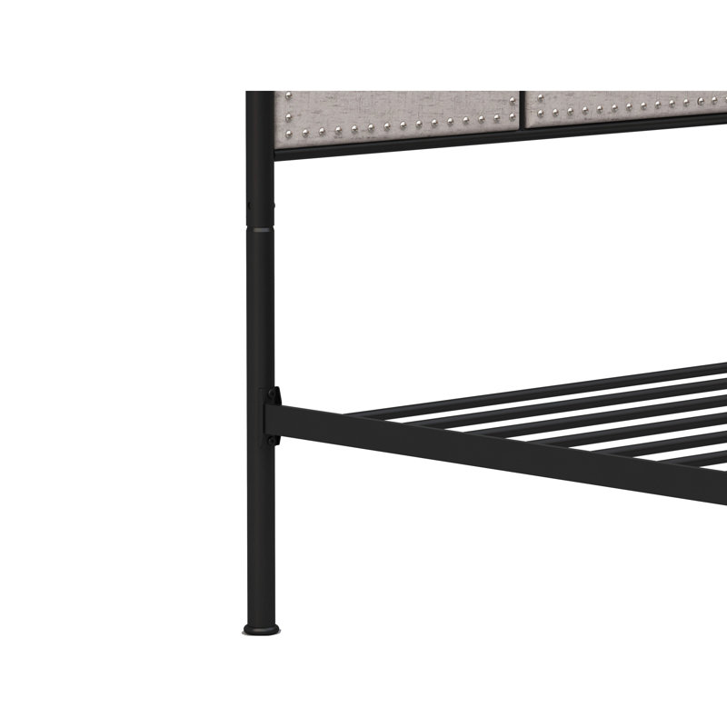 Lit simple en métal avec revêtement en lin et tête de lit en tissu - Aspect moderne, solide, résistant au bruit, facile à installer, sans sommier, convient à tous les types de matelas, compatible avec un matelas de 8 po ou plus épais