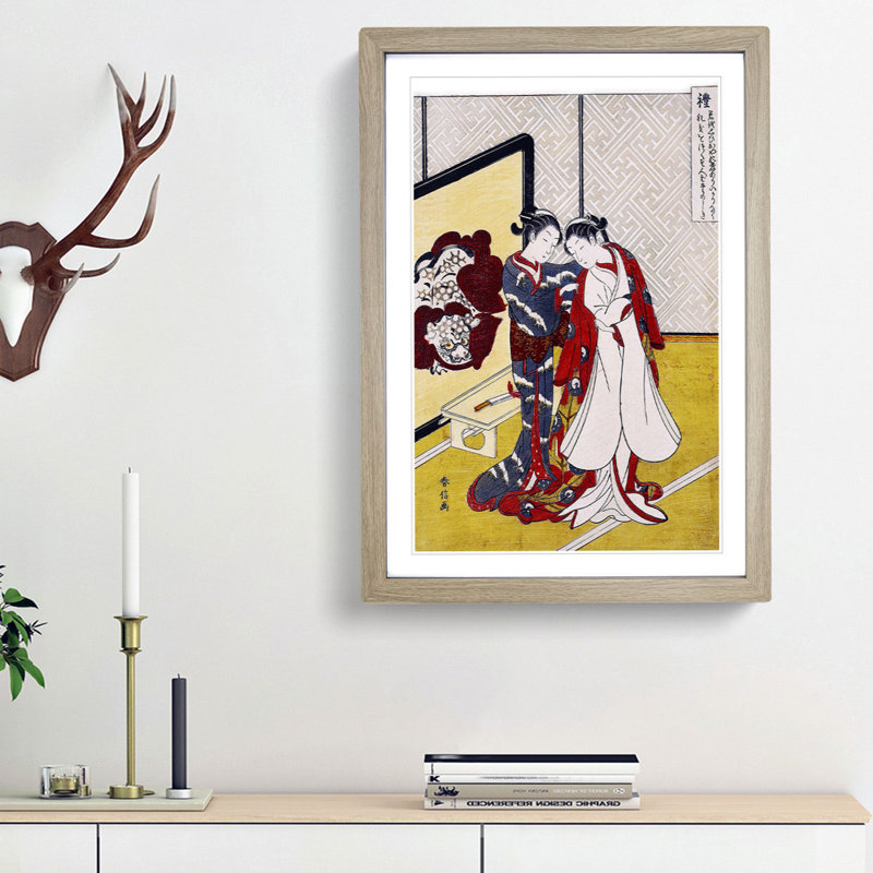 Five Virtues by Harunobu Suzuki - Framed Print, 48cm H x 36cm W x 2cm D, Oak Framed