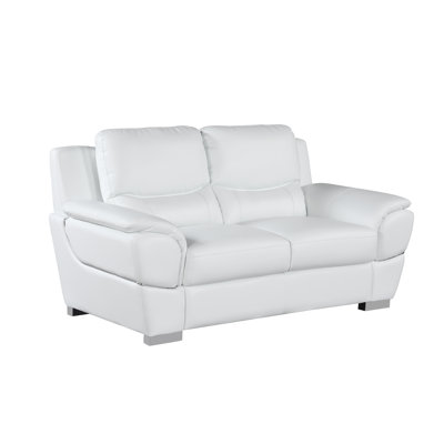 Dempsy Genuine Leather Pillow Top Arm Loveseat