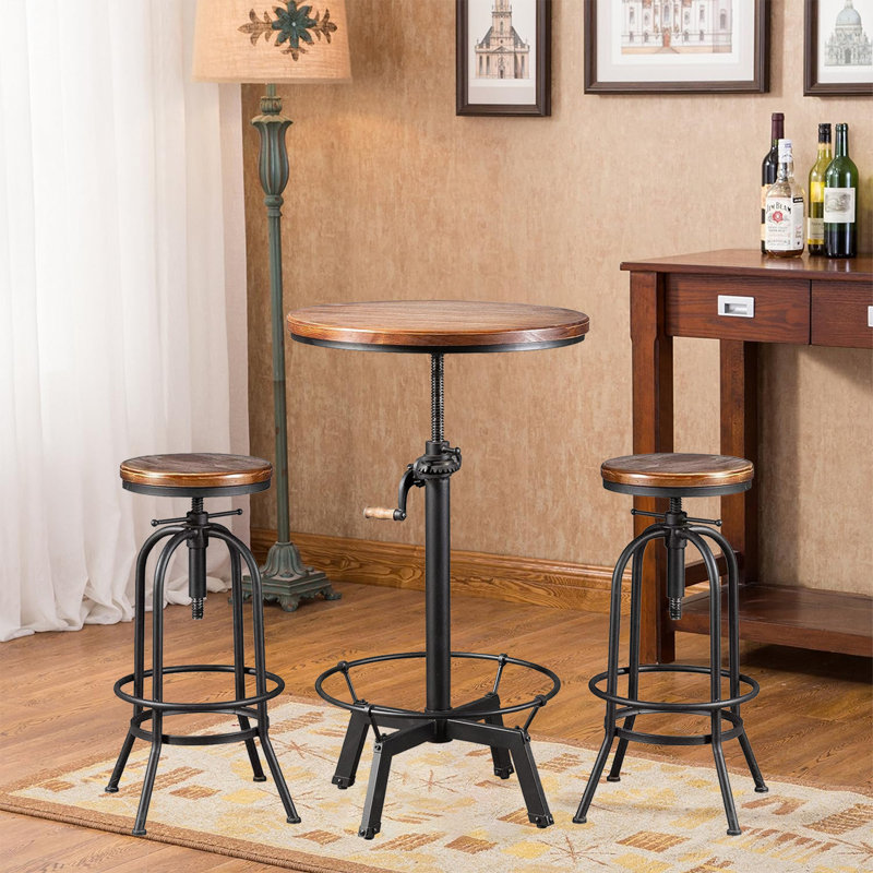 Josabeth 2 - Person Pine Solid Wood Top Pedestal Dining Set