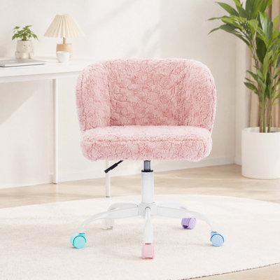 Fauteuil de bureau pivotant rembourré en faux alpaga Fluffy