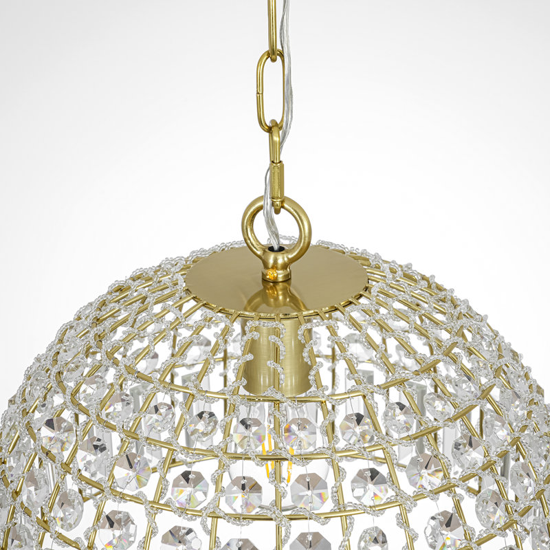 Luminaire suspendu dôme en cristal 1 lumière 13,8 po