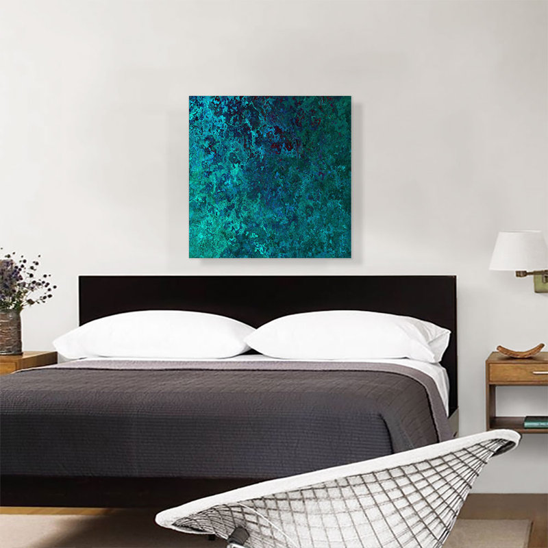 " Teal Stone Modern " Painting Print, 26" H x 26" W x 1.5" D