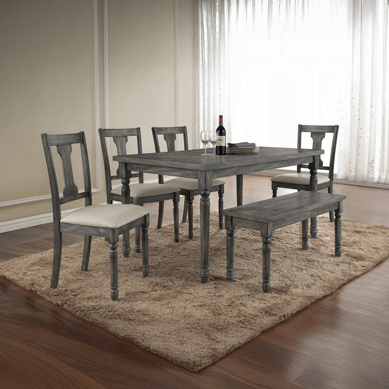Wallace Transitional Bench With Weathered Gray Finish