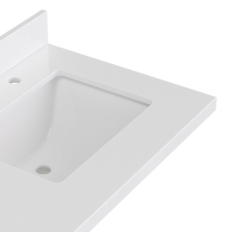 Cambridge 67'' Double Bathroom Vanity with White Quartz Top, Oak / Matte Black, Rectangular