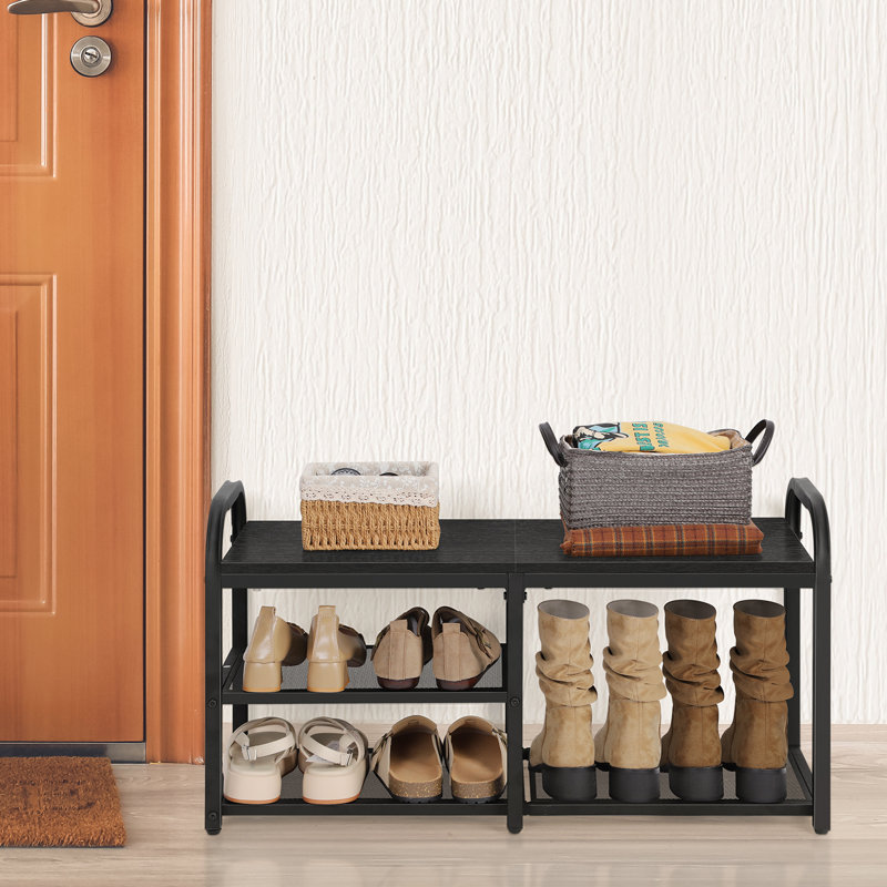 3-Tier Asymmetric Shoe Rack - Black