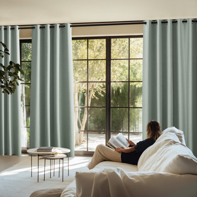 Extra Wide 100% Blackout Linen Curtain Panel, Light Grey, 100 inch per Panel, Energy Smart Divider Room Drape Thermal Insulated Drape for Shift Worker, Bedroom, 1 panel