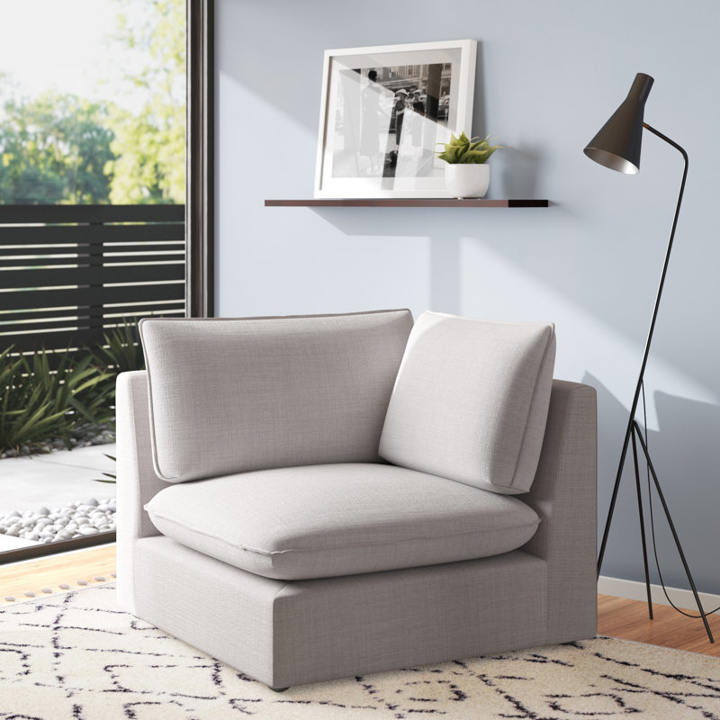Lin durable sans accoudoirs Tupman Beige, Tissu beige texturé en lin