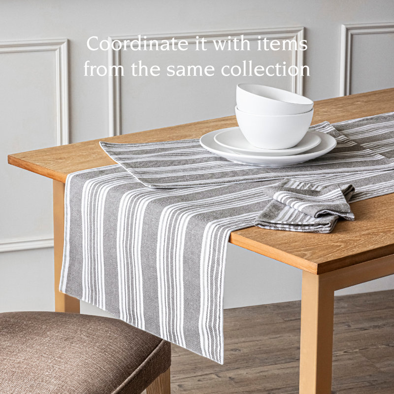 Gray Striped Cotton Woven Placemats Set of 4