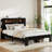 Wood Platform Bed With Storage LED Light Headboard-960076073-960076074