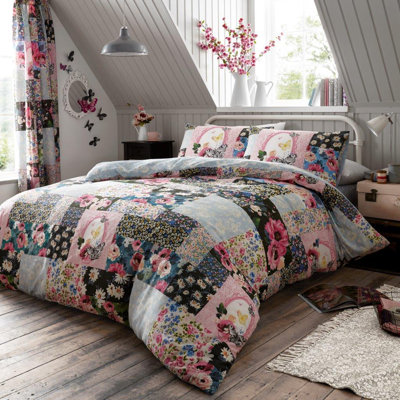 GC Printed Cotton Blend Patchwork Duvet Cover Set with Pillowcases