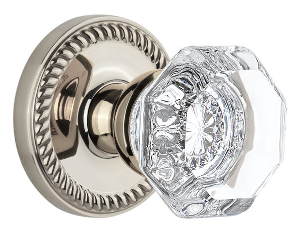 Grandeur Newport Rosette Double Dummy with Chambord Crystal Door Knob, Timeless Bronze