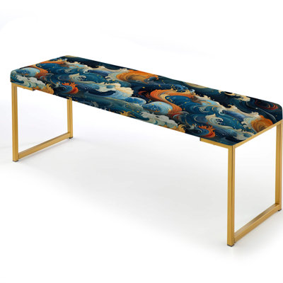 Ocean Of Tranquility Mediation - Coastal Upholstered Gold Bench