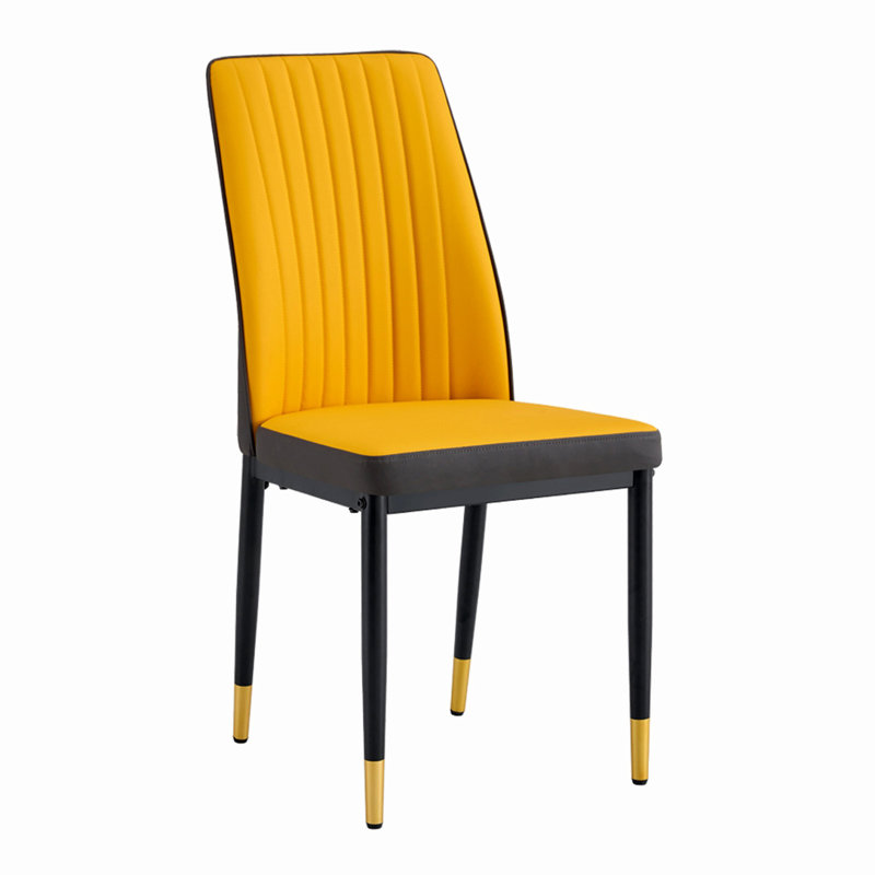 Monaldo Modern smooth dining chairs, Black/Gold, 4, Gray/Yellow