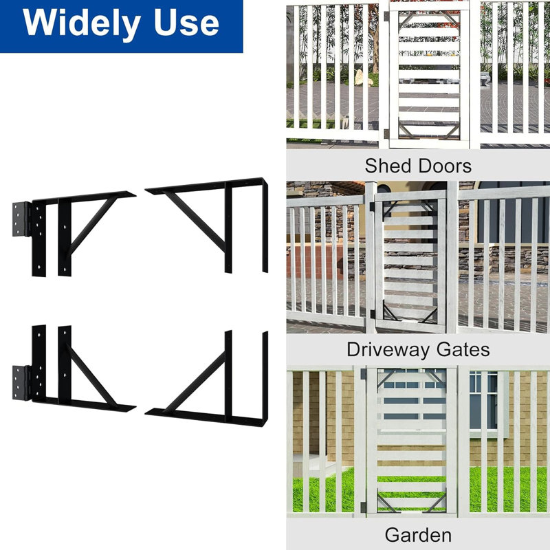 Heavy Duty Gate Corner Brace Bracket, Anti Sag Gate Kit Adjustable Gate Hardware (Doors Not Include)