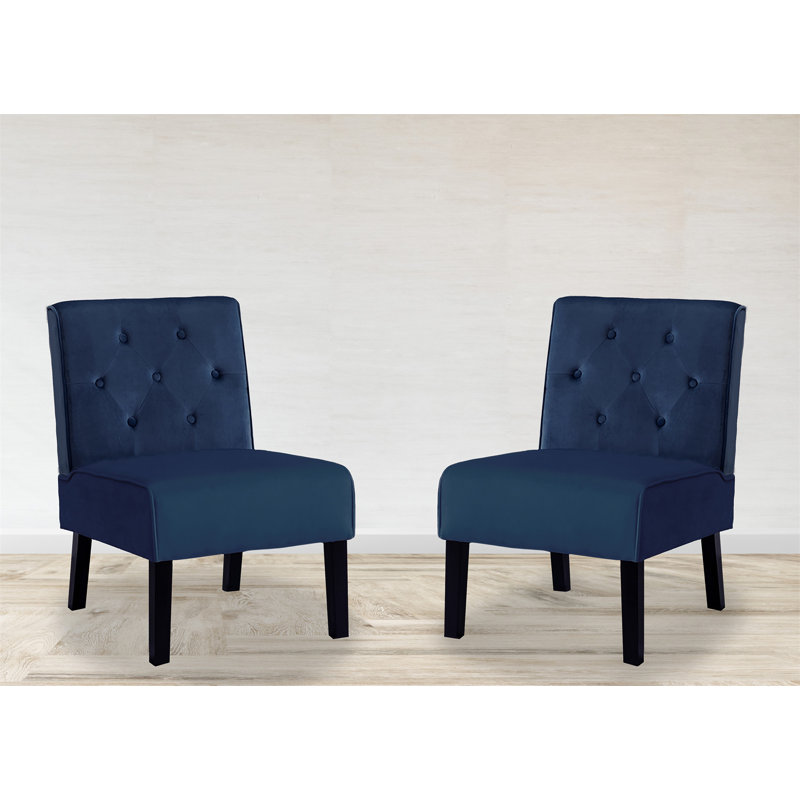 Fauteuil d'appoint 53 po 2 pièces Reese, Velours bleu foncé