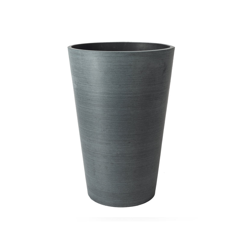 Miley Tall Round Taper Pot Planter, Charcoal, 24" H x 16" W x 16" D