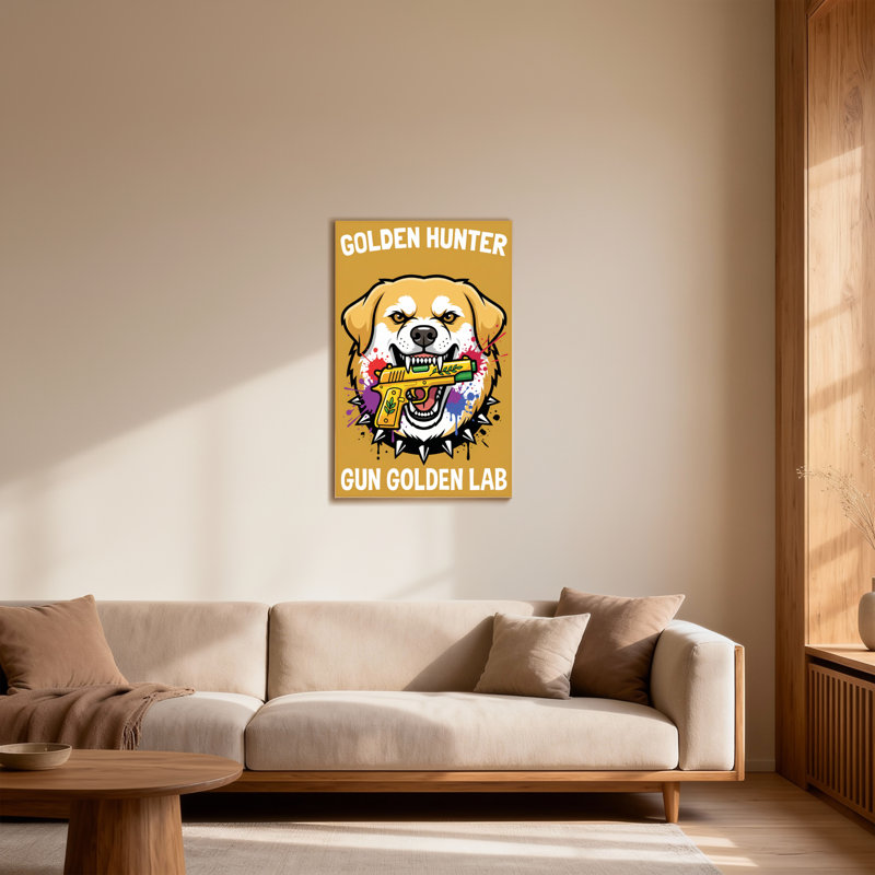 Reproduction d'art, animaux, chasseur doré, H 18 po x l 12 po
