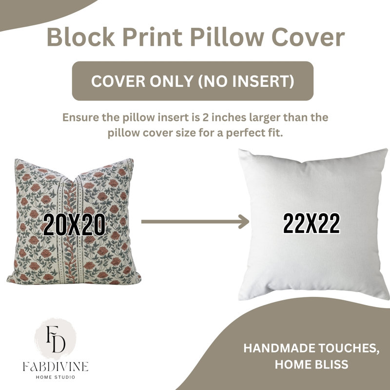 Housse de coussin à motif de blocs de canapé fabriqué à la main Fab Divine, Carré 16 po