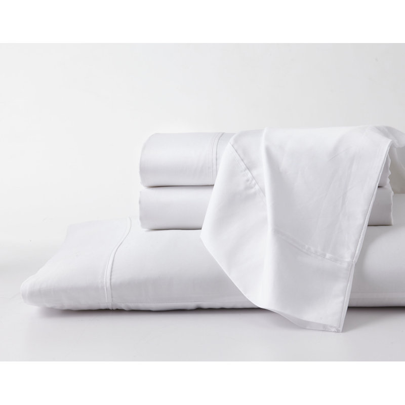 GhostBed Luxury Cooling Supima Cotton and Tencel Sheet Set, White, Twin XL