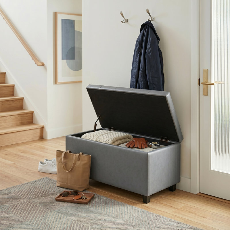 Banc repose-pieds avec rangement caché Cosmopolitan, Gris pierre