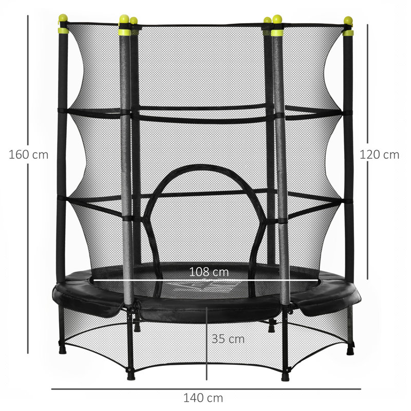 150 Cm Garden Trampoline With Safety Net, Black
