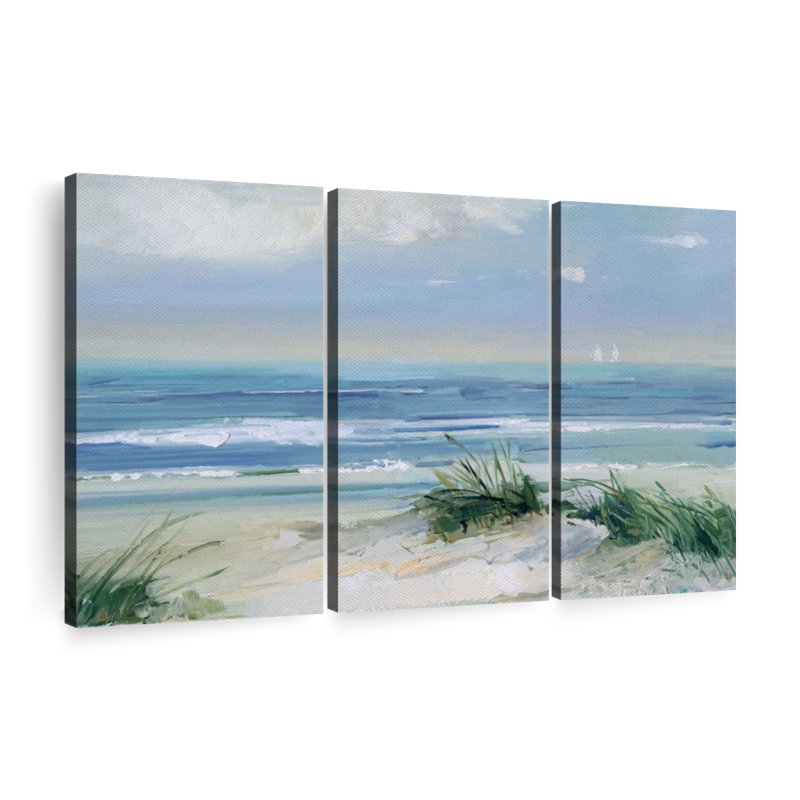 «Coastal Breezes», 3 pièces sur toile, H 48 po x l 74 po x P 1,25 po