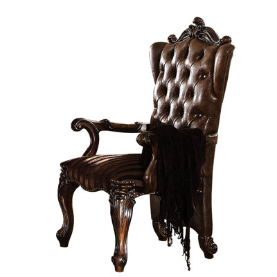Chaises avec accoudoirs de luxe 2 - Rembourrage pour confort d'assise Finition chêne cerisier brun Élégance