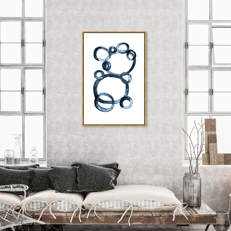 Modern Single Line Geometric Bear Print, Gold Framed, 45" H x 30" W