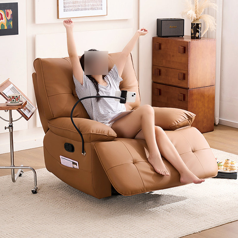 Fauteuil inclinable multifonctionnel en similicuir Quanasia, Brun