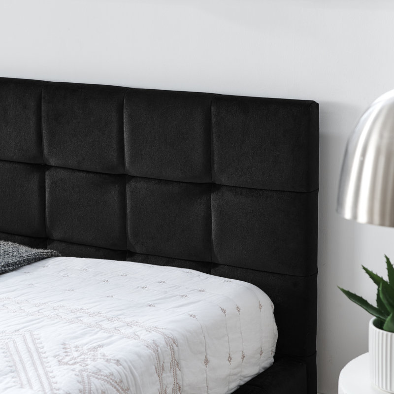 Queen Size Upholstered Tufted Bed Frame, Sofa Bed Frame With Comfortable Backrest And Armrests, Queen Size Bed For Bedroom, Living Room,Velvet, BLACK(85.5''*64.5''*30.5'')