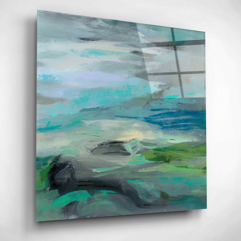 Volcano Edge par Silvia Vassileva - peinture sans cadre, H 12 po x l 12 po x P 0,13 po, Verre acrylique