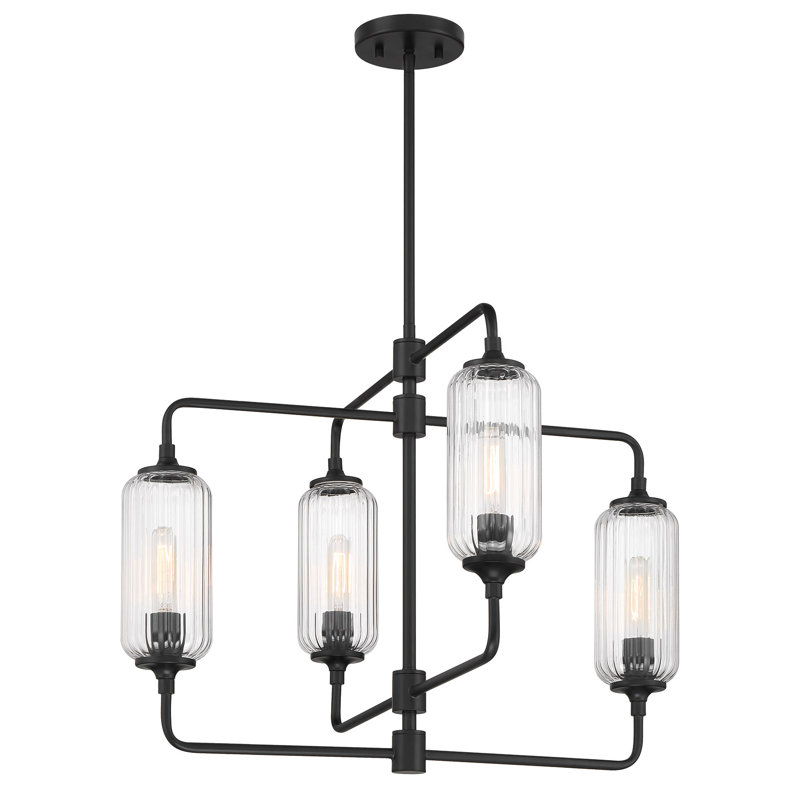 Nunley 4-Light Chandelier , Matte Black, 20.25" H x 26" W x 26" D
