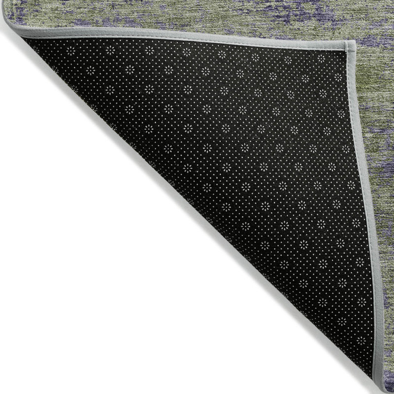 Machine Washable Olive and Purple Synthetic Area Rug