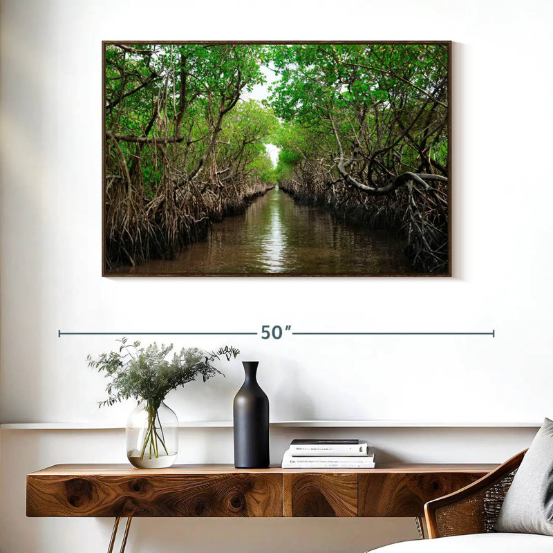 Mangroves de Everglade City, Cadre flottant noyer, 40 po x 27 po