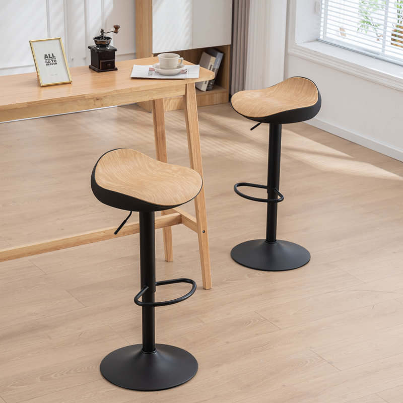Beles Swivel Adjustable Height Counter Stool with Metal Frame, Burlywood