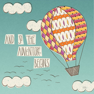 "Up Up and Away Adventure Bright" par Laura Marshall - Art textuel sur toile tendue